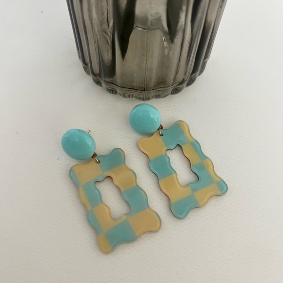 1970's Inspired Pattern Dangle Earrings - Colorful Retro Drop Earrings - Picture 14 of 14